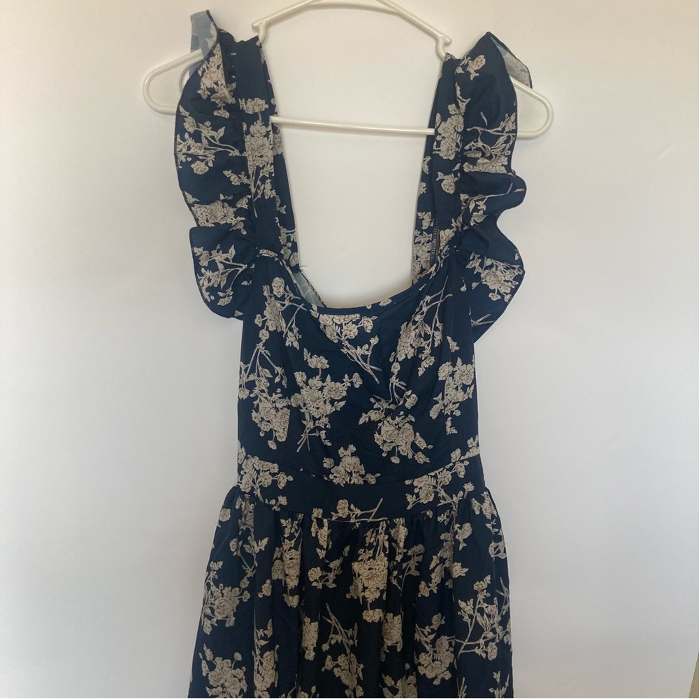 SHEIN Navy Floral Backless Dress